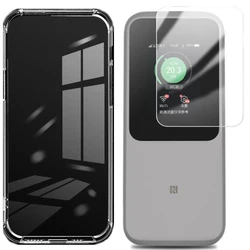 Durable Shockproof Protective Case with Tempered Glass Film for Portable WiFi Routers (Clear case and Glass)