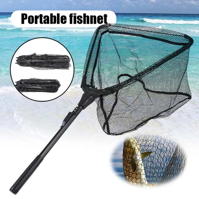 Fishing Net Landing Mesh Fish Catch Tool Telescopic Pole Folding