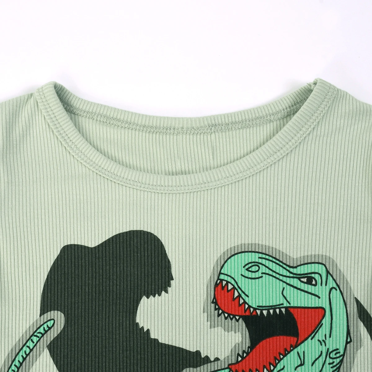 بدلة ماتشا جرين كارتون ديناصور ضيقة بأكمام طويلة للأولاد من سن 3 إلى 9 سنوات