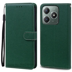 Elegant Wallet Leather Flip Case - Premium Book Cover and Protective Shell for Realme C61 (Dark Green)