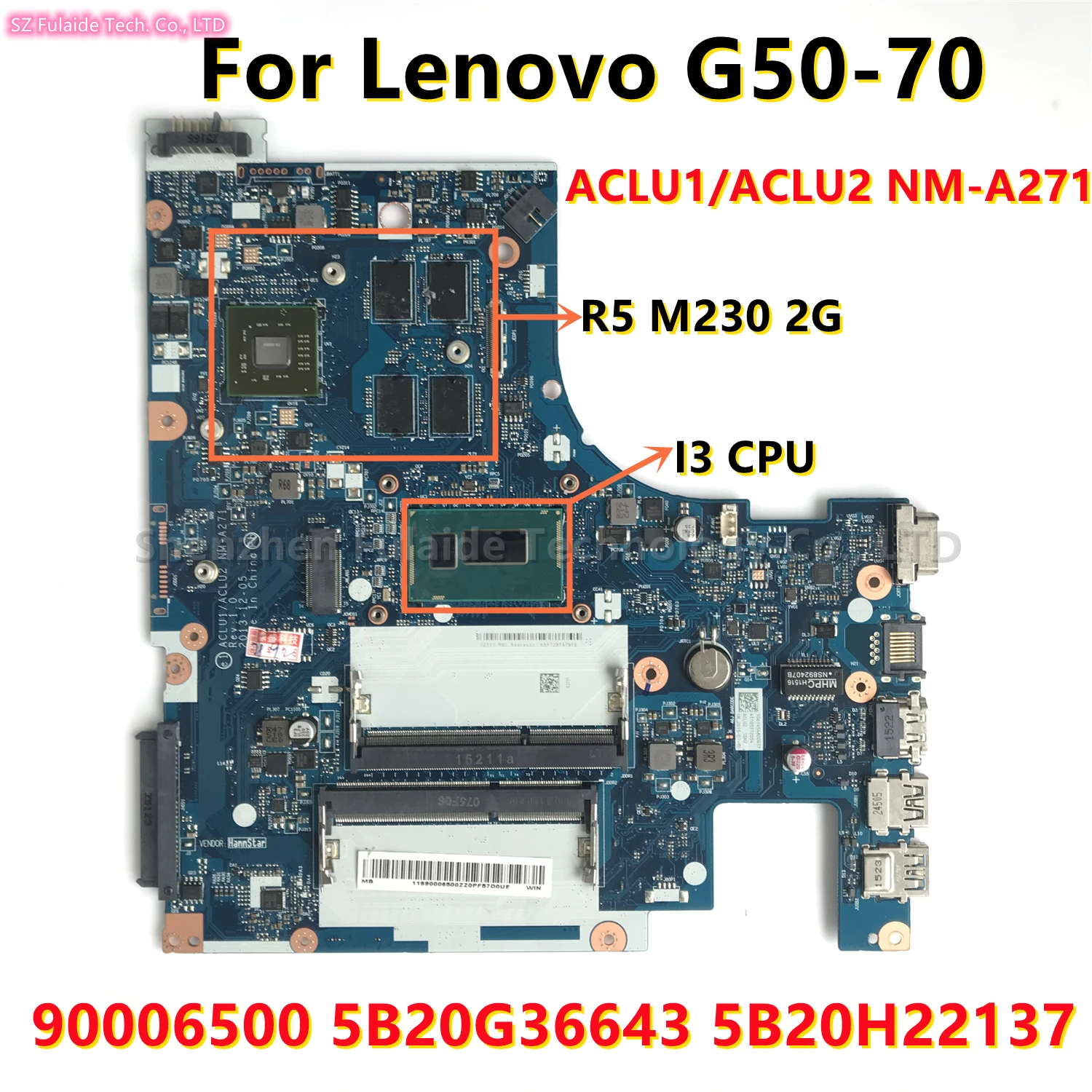 

ACLU1/ACLU2 NM-A271 For Lenovo G50-70 Laptop Motherboard I3 CPU 216-0856050 2G FRU:90006500 5B20G36643 5B20H22137 test well