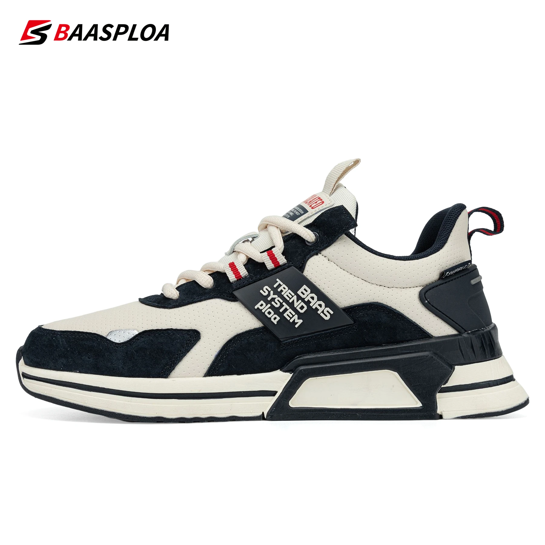 Baasploa New Men Fashion Leather Waterproof Casual Shoes Nonslip Wear