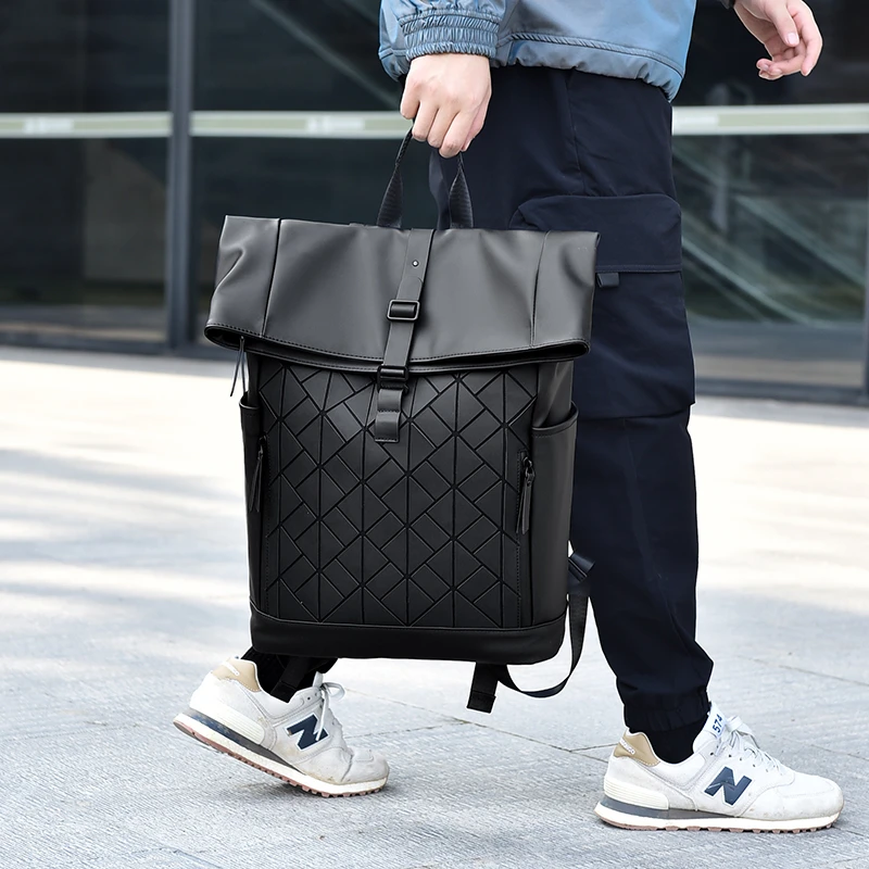 Mochila multibolsillos de diseñador para hombre, bolso informal sólido de calle alta, Harajuku, gran capacidad, para ordenador, bolsa de viaje para adolescentes