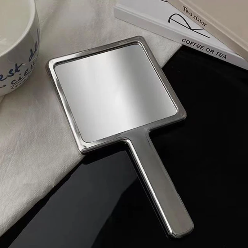 Ins Liquid Shape Square Mirror Mini Hand-held Desktop Cosmetic Mirror Makeup Travel Metallic Portable Beauty