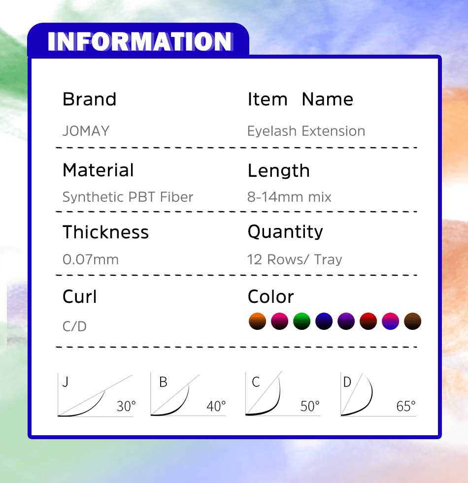 Description Picture 3 of itemNew Gradient Red Green Blue Purple Color Eyelash Extension Individual Faux Mink Ombre False Eye Colored Lashes Makeup Tool