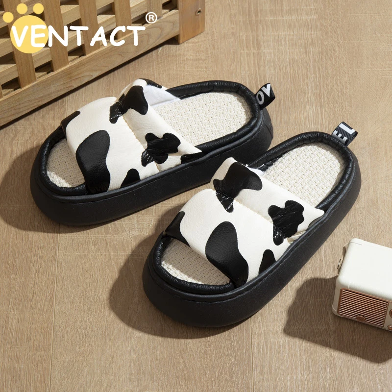 

VENTACT Women Slippers Thick Bottom Shoes Cows Casual Daily Autumn Winter Ins Homewear Outdoor Daily Slides 2023 New Fashion