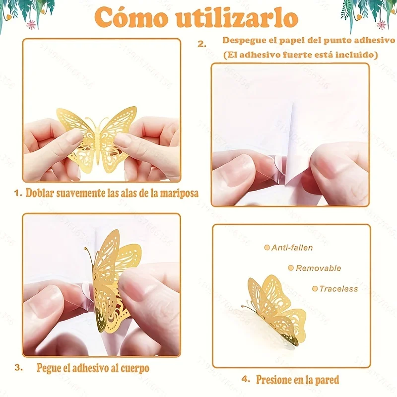 Set of 12 Stylish 3D Hollow Butterfly Wall Stickers