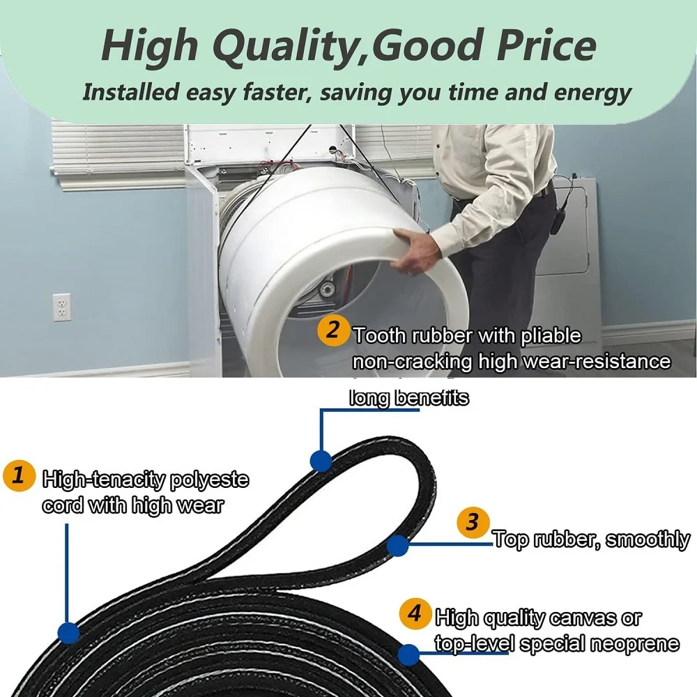 341241 Dryer Drum Belt for Whirlpool Kenmore Dryer 8066065 AP2946843 W10127457 PS346995 14210003 31531589 31001026 3394651