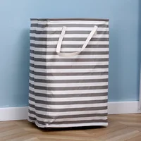 35/75L Large Capacity Folding Laundry Bags Waterproof Thicken Cotton Linen Dirty Clothes Sundries  Basket Striped Storage Box 2