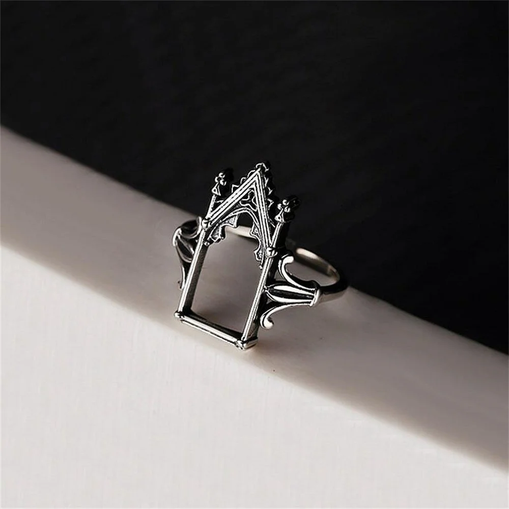 Gothic Arch Ring Silver Women's Retro Lock Designer Single Ring_voghion.com