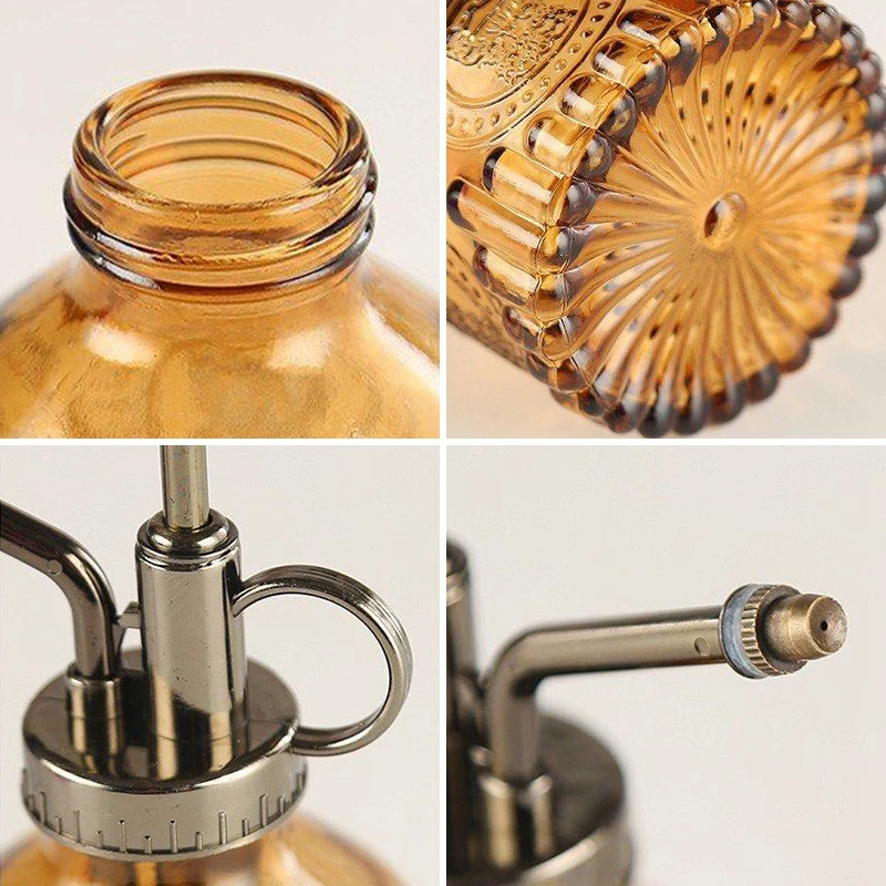 Vintage Glass Watering Can Retro Air Pressure Spray Bottle Garden Plant Watering Bottle Household Sprinklers Disinfection Tool watering can pressure spray bottle