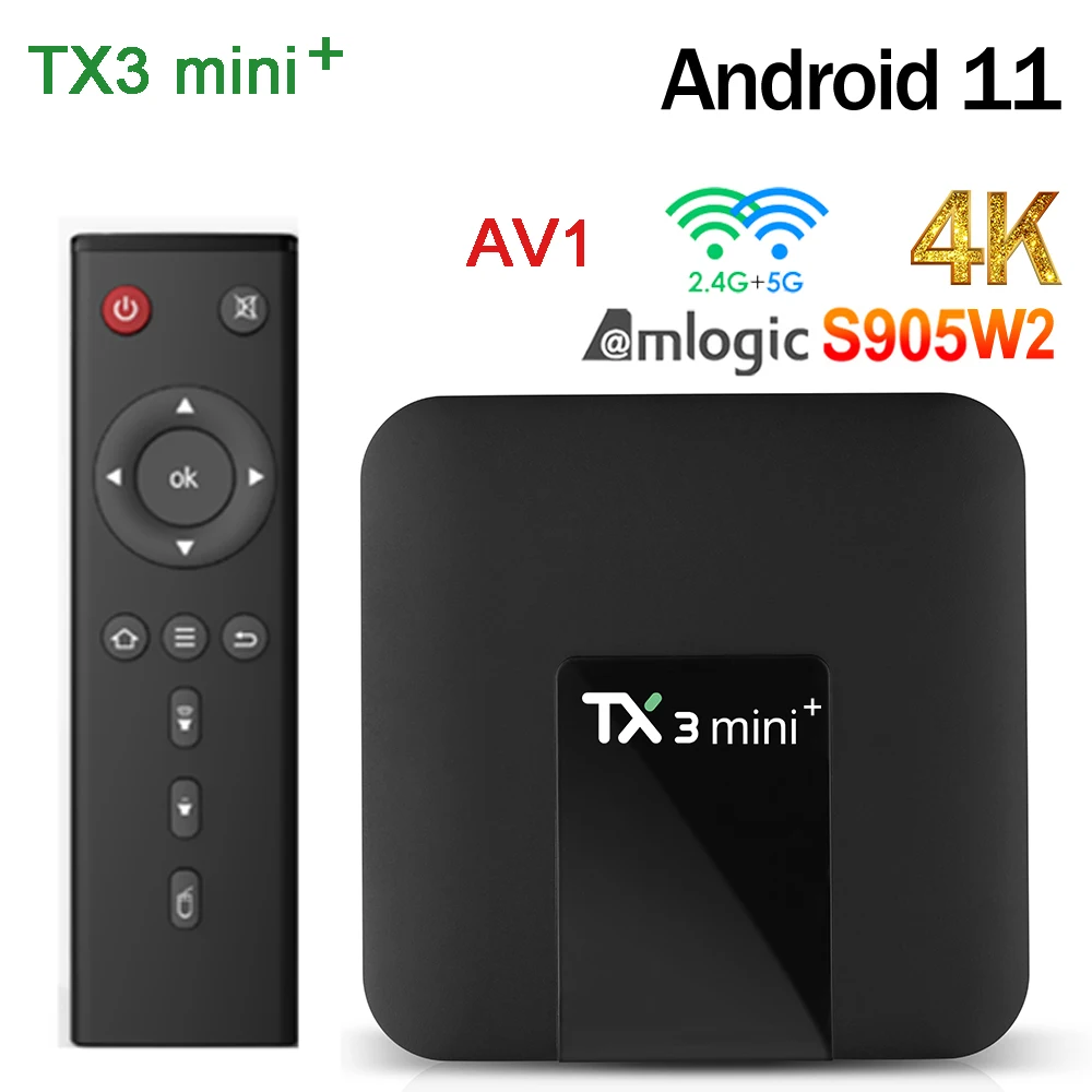 Smart TV Box Streaming Media Player Tanix TX3 Mini Plus Android 11.0 Amlogic S905W2 AV1 2.4G&5G Dual Wifi 2G16G 4K TX3 Mini+ Set Top Box