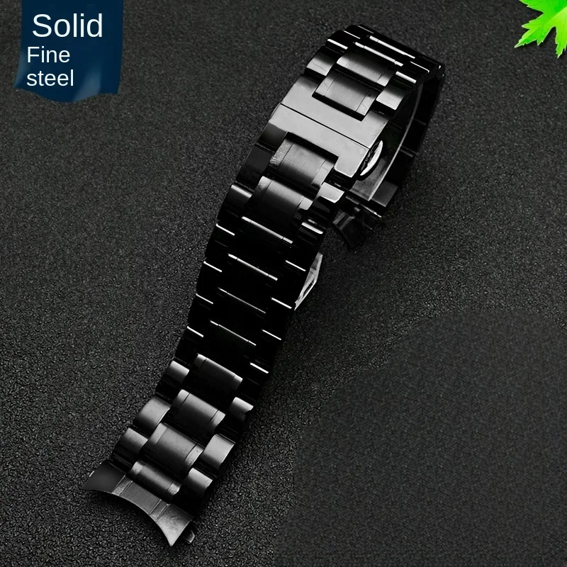Premium Curved End Stainless Steel Men's Watchband Bracelet - High-Quality Metal, 20mm 22mm