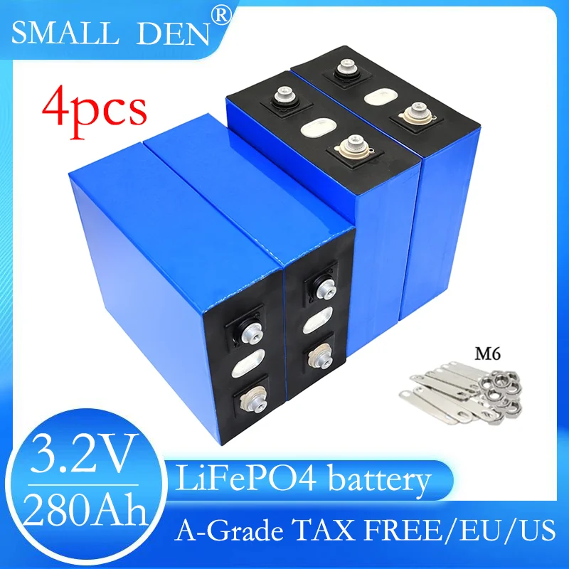 

Grade-A cells 280Ah Lifepo4 rechargeable battery 3.2V 6000 cycles Lithium iron phosphate prism solar energy EU/US duty-free