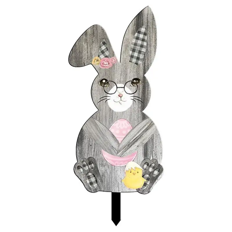 Easter Yard Sign With Stakes Acrylic Bunny Outdoor Sign Sturdy Easter Garden Outdoor With Stakes For Patio Garden Yard