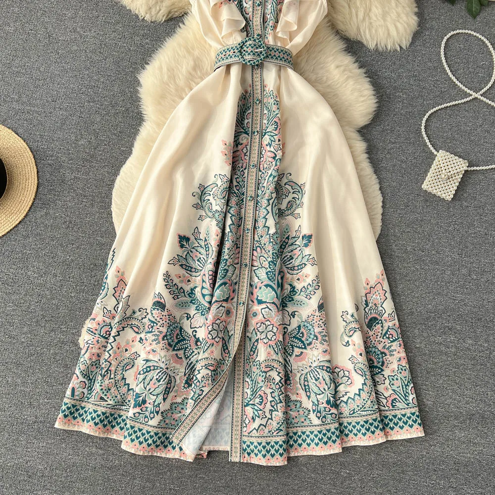 robe longo, manga borboleta, peito único, roupa de passarela, moda verão