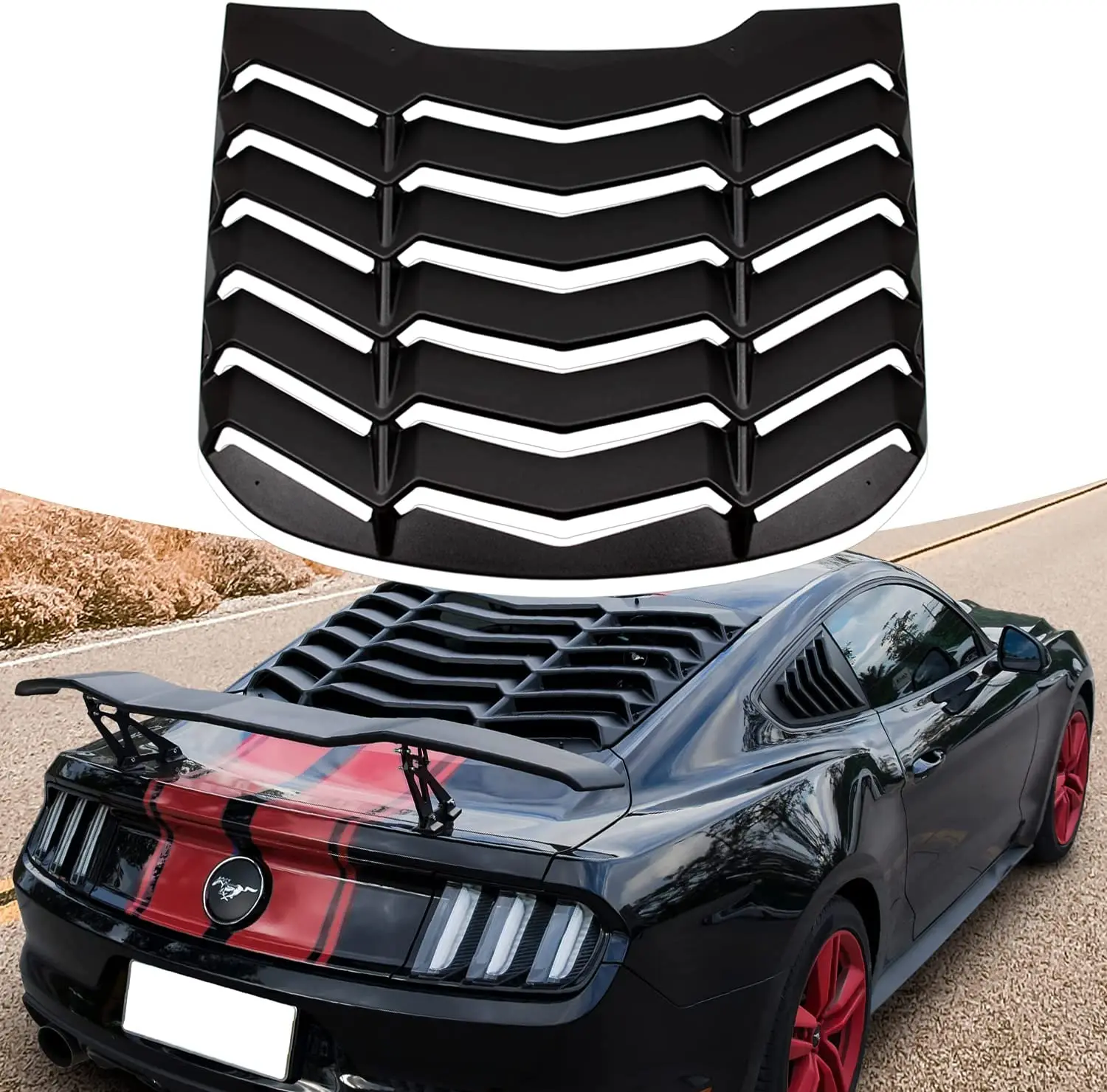 Tml Abs Rear Window Louvers Scoop Louvers Gt Lambo Style In Matte Black  Fits For Mustang 2015 - 2021 (matte Black) - Side Window Sunshades -  AliExpress