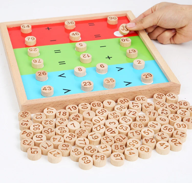 100 Counting Board Montessori Educational Toys for Kids Digital Math Arithmetic Preschool Learning Toys Addition Teaching Aids