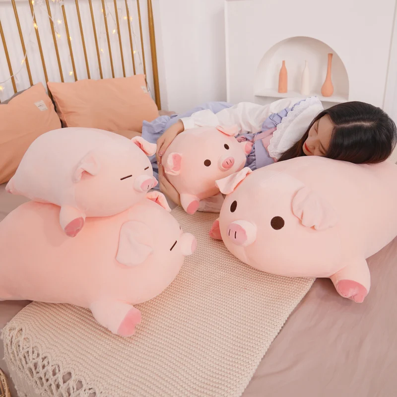 40/50/60/80cm Squish 돼지 인형 인형 거짓말 봉제 돼지 장난감 동물 부드러운 플러시 베개 쿠션 어린이  편안한 선물