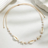 1 piece of resin shell necklace for vacation beach wind, turquoise, starfish, woven choker necklace - Image 2