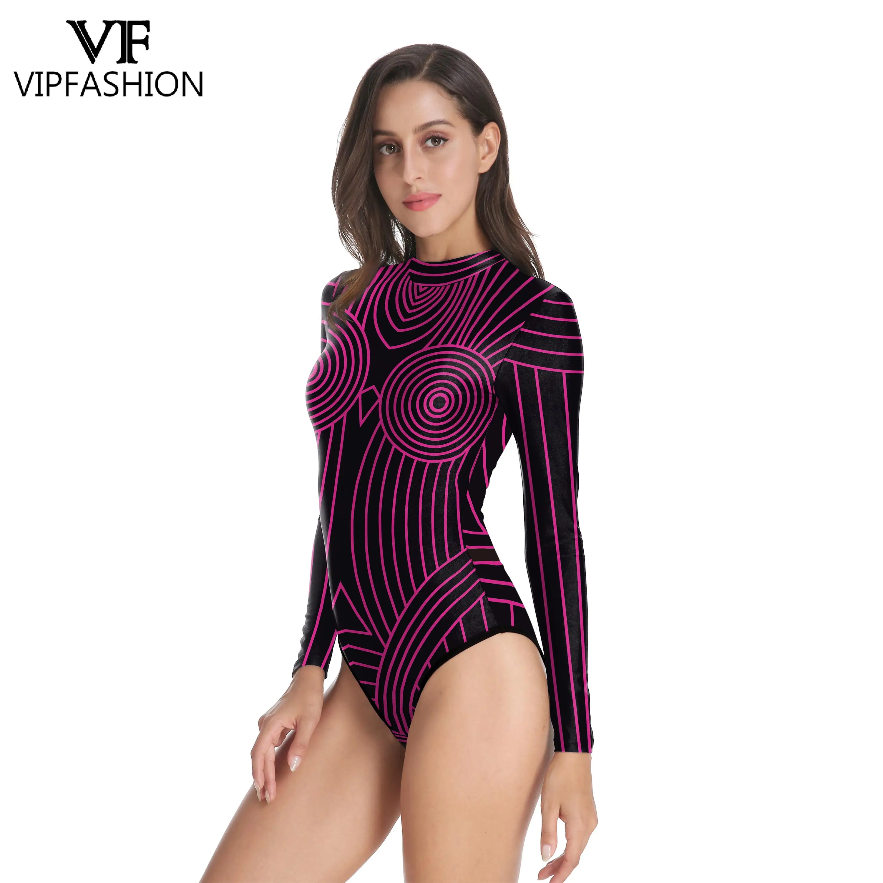 VIP FASHION Pink Green Geometry Bodysuit Lady Summer Swimwear Suit Party Show Cosplay Costume Woman Burnning Man Festival Outfit