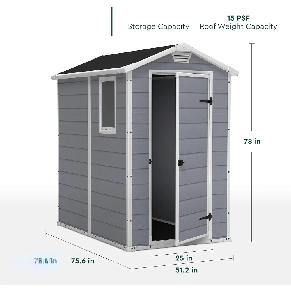 4x6 Resin Outdoor Storage Shed Kit-Perfect to Store Patio Furniture Beach Chairs and Lawn Mower Garden Tools Bike Accessories images - 6