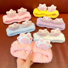 

Girl Cute Flannel Cartoon Cat Claw Hairband Elastic Headband Soft and Comfortable Wash Face Bath Hairband Hair Accessories