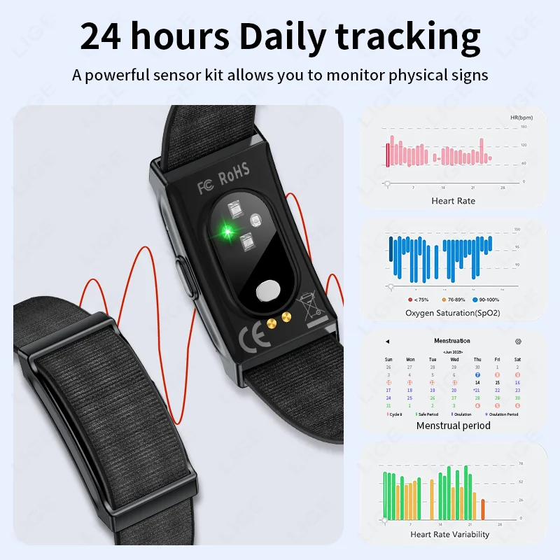 LIGE 노스크린 스마트워치 남성용 스포츠 아웃도어 피트니스 심박수 모니터 IP68 방수 신형 스마트워치 안드로이드 IOS 2026용