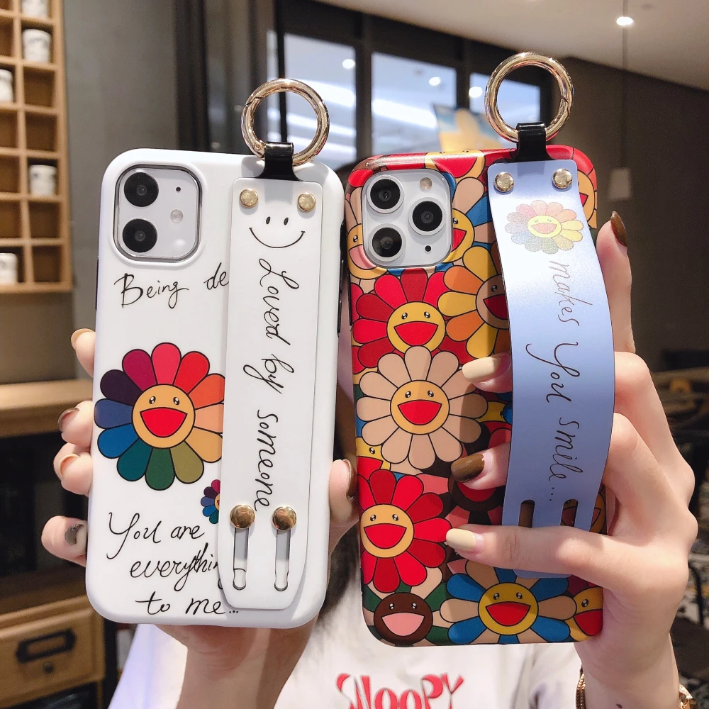 

Мультяшный чехол с подсолнухом для телефона iphone 14PRO 11 13Promax 8Plus 13 13Pro 12 12promax 11promax X XSMax XR, мягкий чехол с ремешком