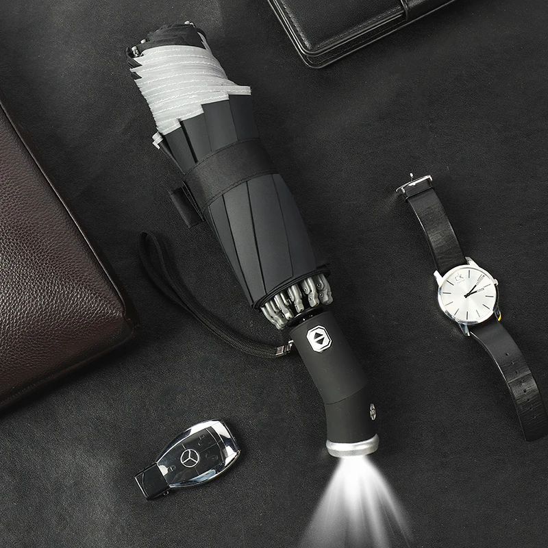 Automatic Folding Rotating Umbrella With LED light On the Bottom Sunny Rainy Bumbershoot Aluminum Waterproof Reverse Folding umbrella,automatic umbrella,reverse folding umbrella