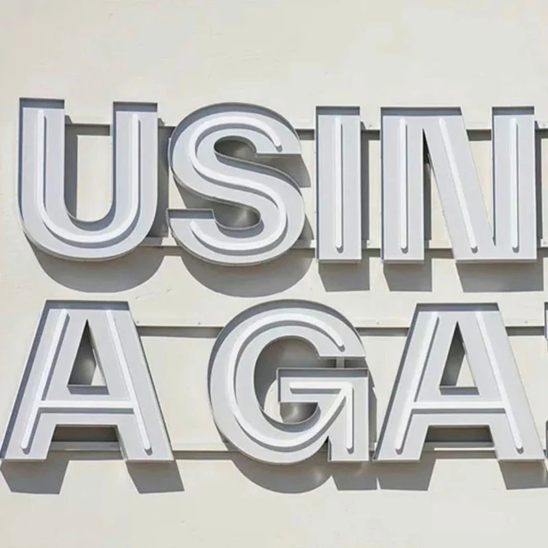 

Custom , Customized Iron Neon Luminous Characters Stainless Steel LED Illuminated Sign For Store Decoration