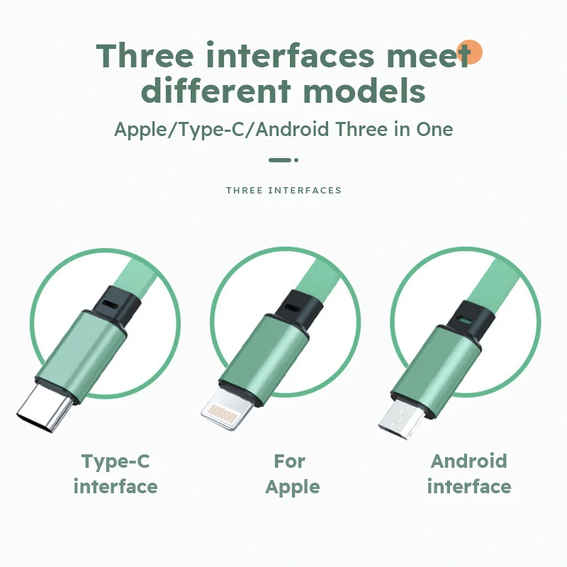 3 In 1 Retractable USB Cable Fast Charging Data Cord For Iphone Samsung Huawei Xiaomi Multi Port Multiple Charging Wire