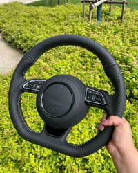 Steering Wheel Campaign Assembly Car Steering Wheel Fully Perforated Steering Wheel Flat Bottom For Audi A3 A4 A5 A6 A7 Q3 Q5 Q7