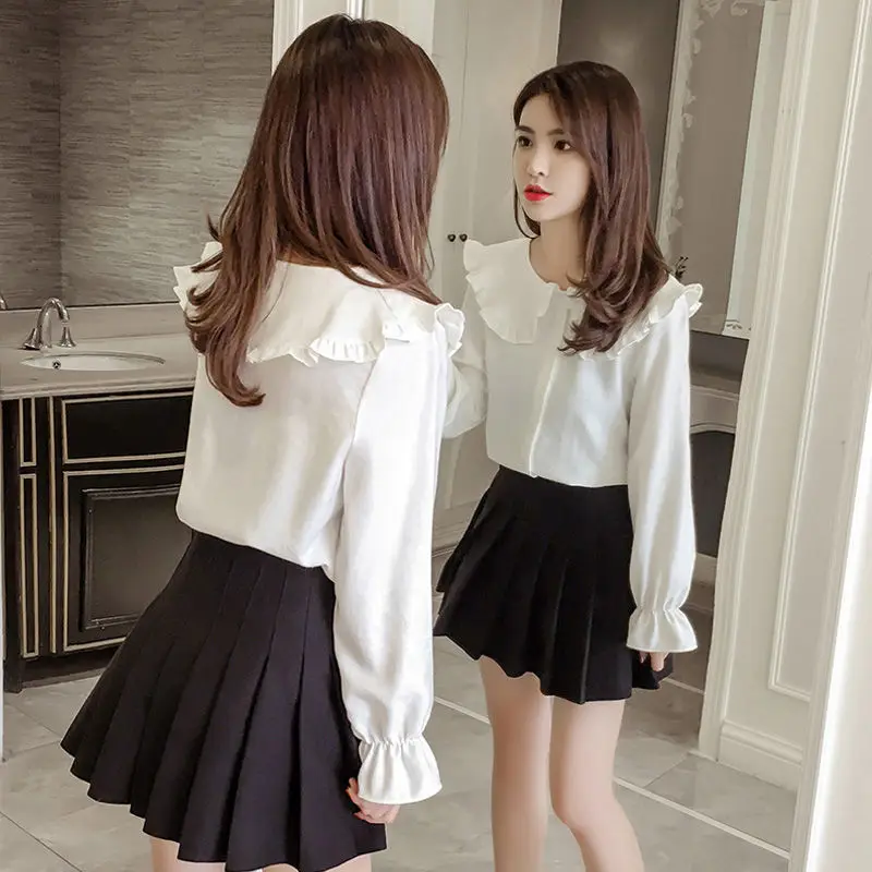 Shirt Women's Design Sense Niche Spring and Autumn 2021 New Shirt Korean Fashion Temperament Western Style Col Claudine Top