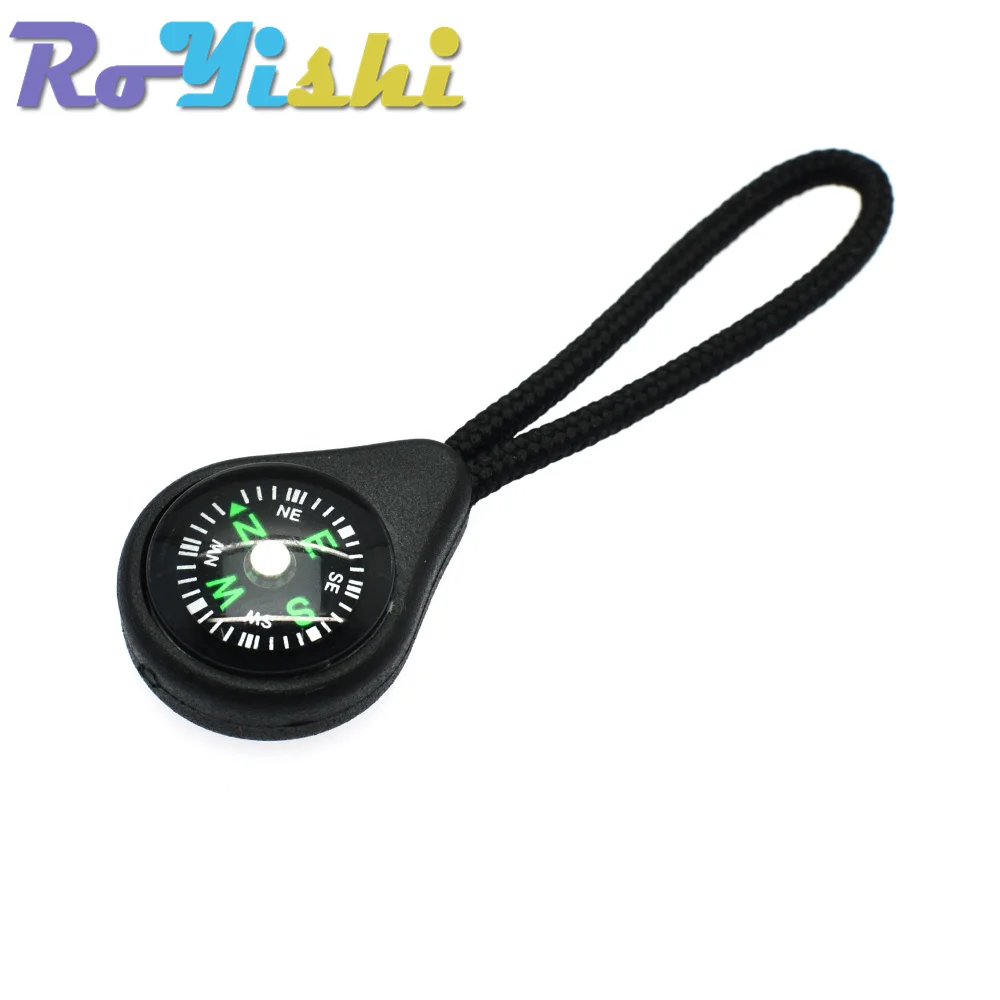 5 Pcs/Pack Compass Zipper Pull With Strap For Backpack Gym Suit Garment Accessories Black