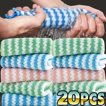 Double-sided Fleece Dishcloths Super Absorbent Cleaning Cloths Scouring Pads Kitchen Washing Dish Rags Glass Windows Wipe Towel 1