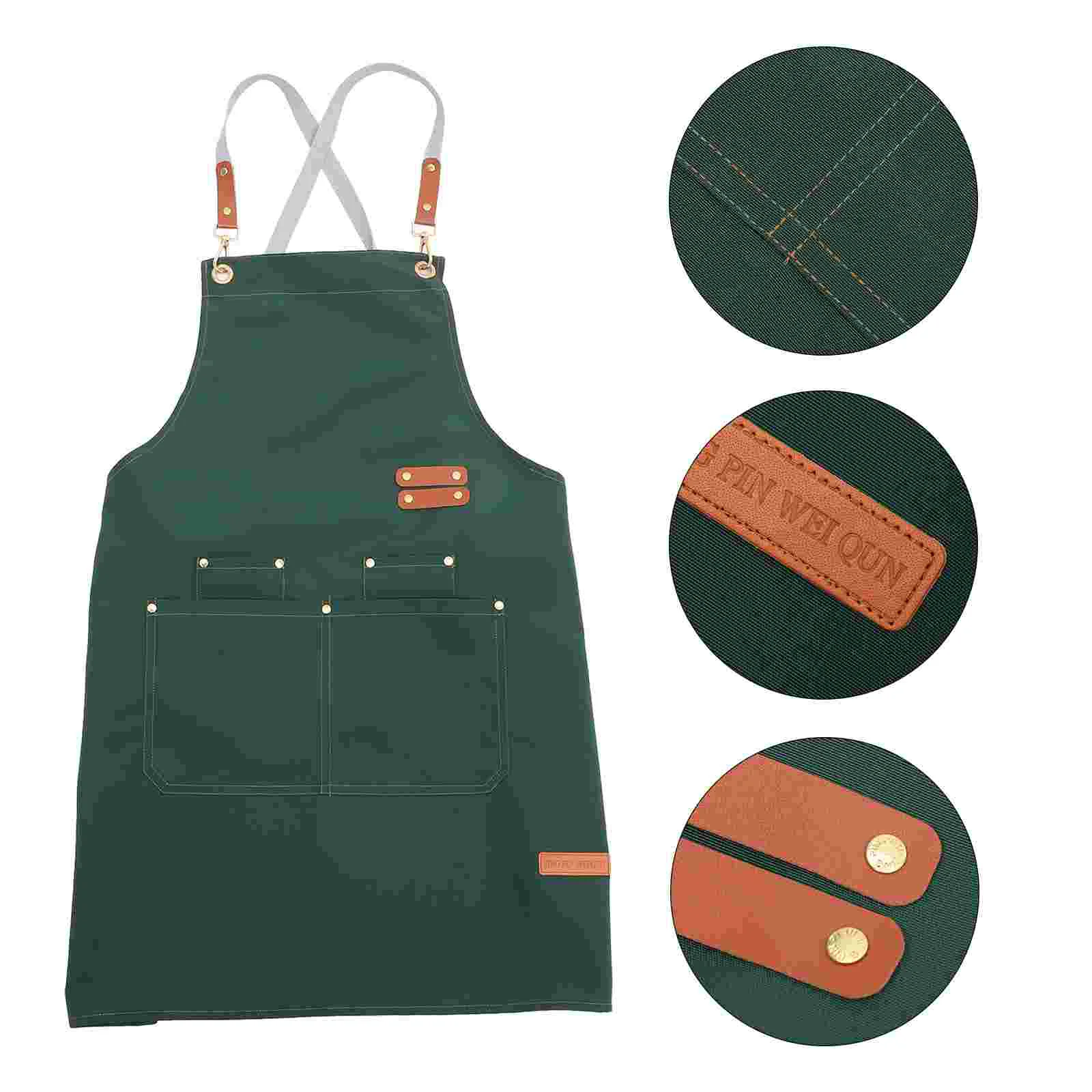 

Kitchen Apron With Pocket Simple Canvas Apron Multi-functional Apron Water-proof Cooking Apron Adjustable Kitchen Apron