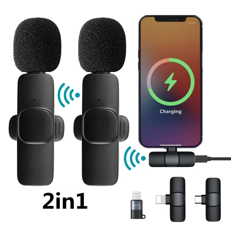 Microfono Lavalier Wireless Registrazione Audio Video Portatile Mini Mic Per Iphone Android Video Live Broadcast Gaming Microfono