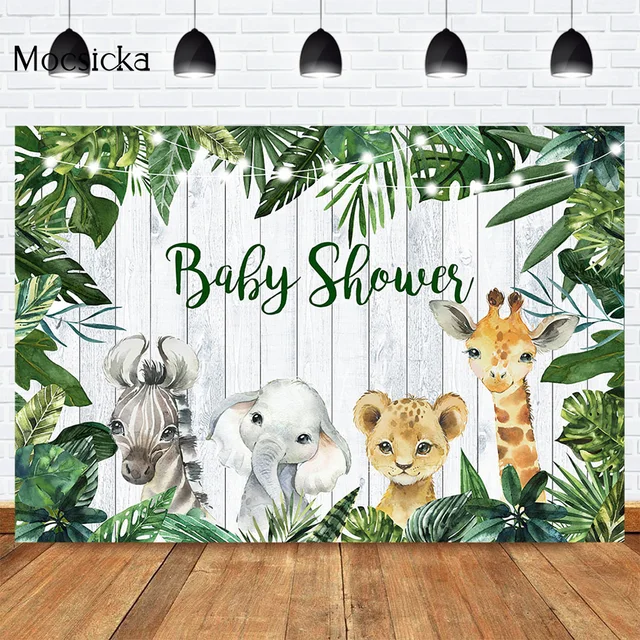 Mocsicka CUSTOM Rainforest Animals Wild One Backdrops Children Happy Birthday Party Photography Background Cake Table Banner 8