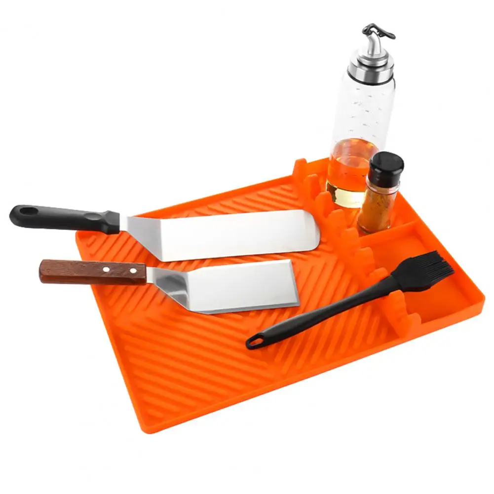 

Bbq Grill Mat Non-slip Heat-resistant Silicone Griddle Tools Mat for Bbq Grill Spatula Mat with Hanging Hole Countertop Rest Pad