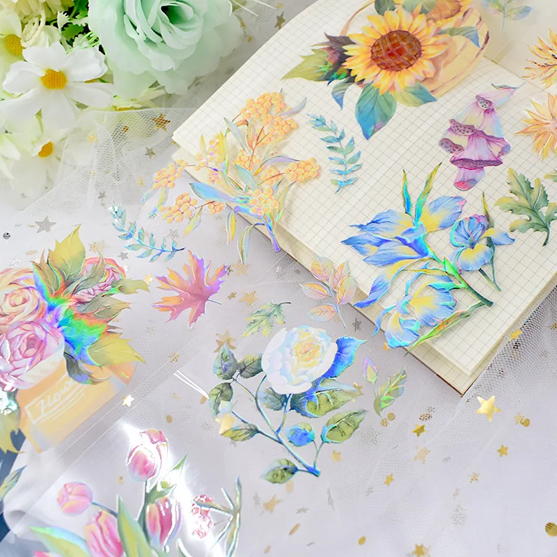 PET Tape Washi Masking Tapes Flowers Scenery Rose Journal Planner Japanese Decor Adhesive DIY Craft Stickers Diary Scrapbooking 6