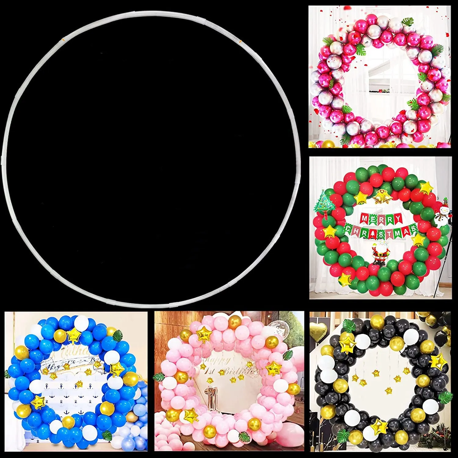 Wedding Arch Stand Balloon Arch Kit Wedding Arch Set Party Arch Set PVC Ring Balloon Arch DIY Wreath Frame Background Holder Circle Ballon Stand Wedding Arch Birthday Party Decor Balloon Chain
