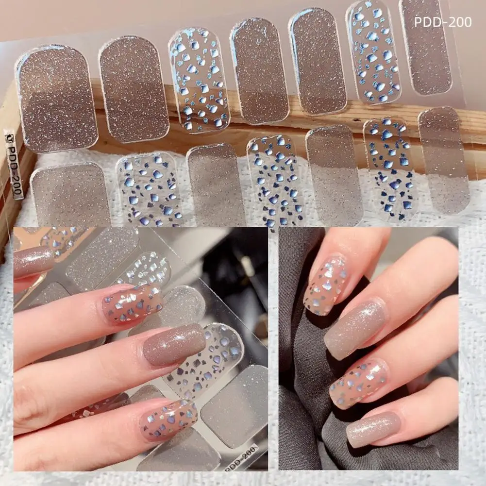 Nail Stickers Semi Cured u&ntilde;as gel Nail Strip Sticker Gel Wraps Cured Waterproof Polish Gel Decals Lamp P2K3
