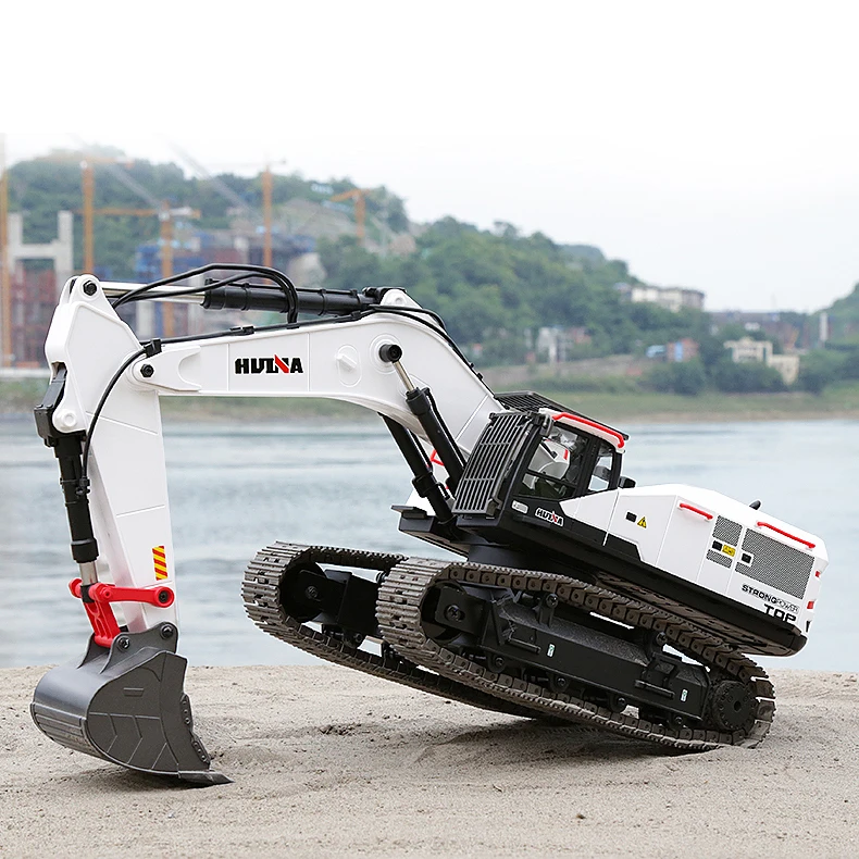 HUINA 1594 Metal RC Excavator 1/14 Electric Heavy Duty 22 Channels Remote Controlled Excavator Model Car Toys for Boy Adults 5