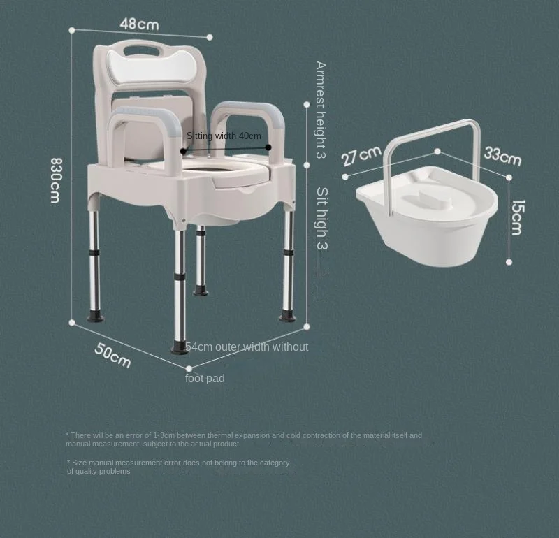Elderly Moveable Toilet Seat Chair Portable Adult Commode Toilet Urinal Height Adjustable Toilet Chair For Pregnant Disabled images - 6