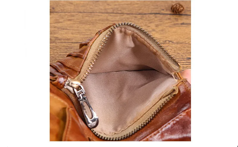 Vintage Luxury top layer cowhide Men Women Short Purse Outdoor Organizer real leather card package coin zipper clutch wallet