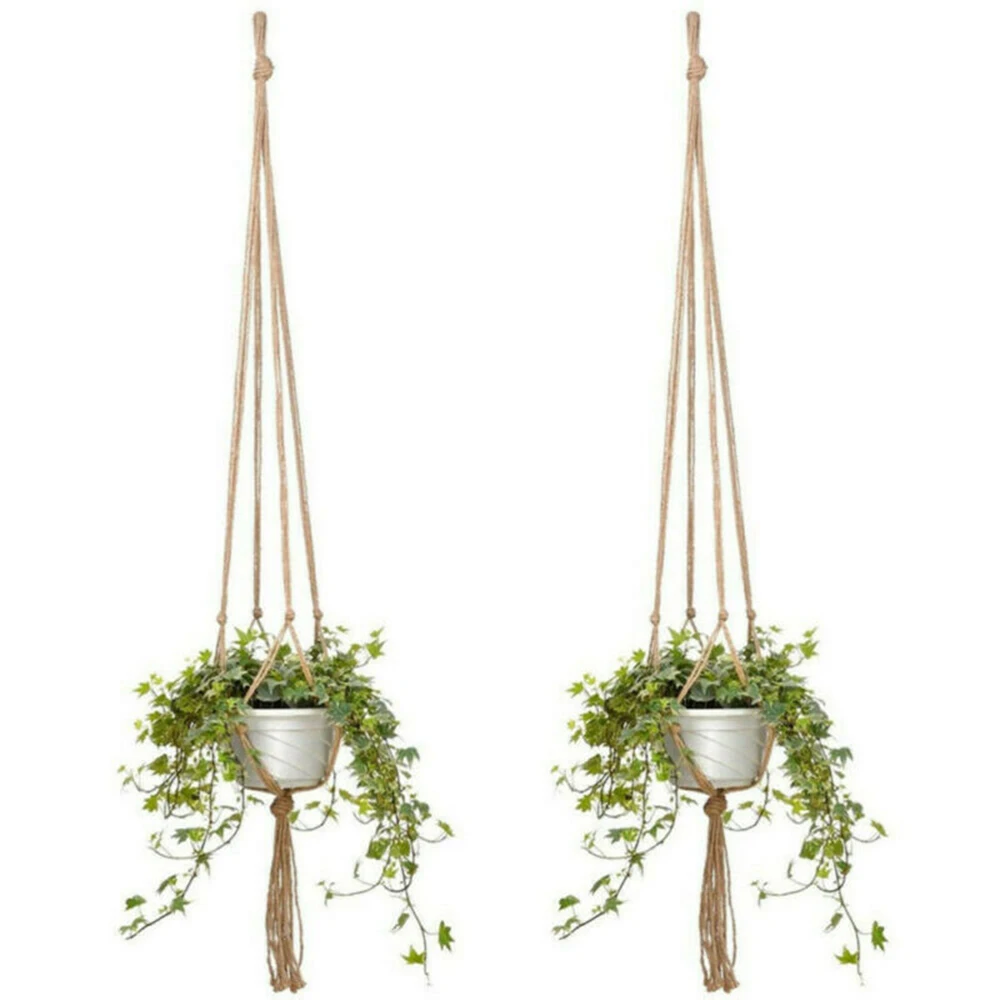 

6PCS Macrame Plant Hanger Vintage Hemp Rope Basket Outdoor Balcony Hanging Decor Knotted Lifting Rope Flower Pot Holder Garden