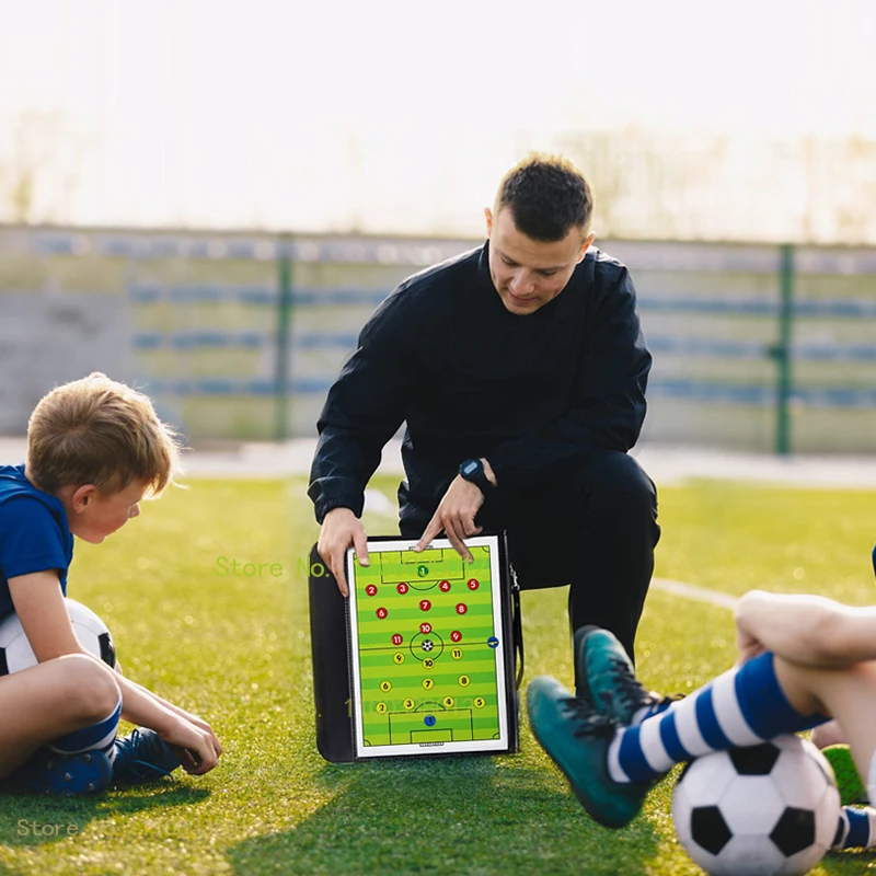 Soccer Tactical Board Foldable Magnetic Soccer Strategy Coaching Board Erasable Coaches Clipboard with Magnets and Marker Pen Soccer Accessories