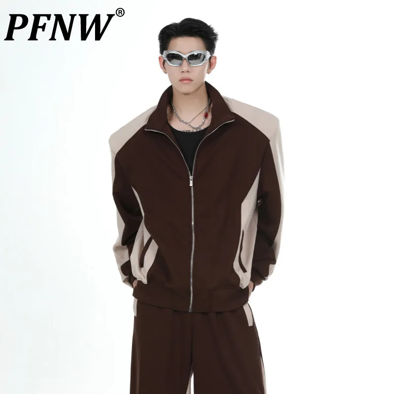 

PFNW Men's Niche Retro Patchwork Color Contrast Shoulder Pad Jacket Loose Straight Casual Pants Punk Tide Chic Fashion 12Z4706
