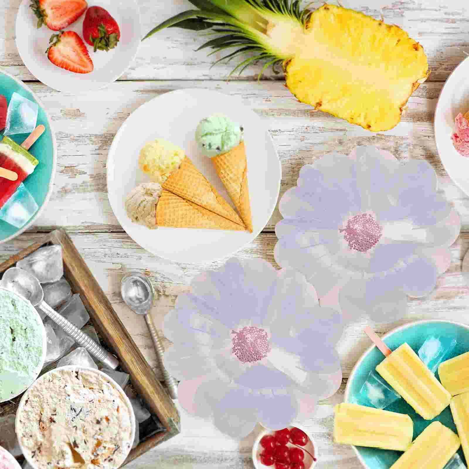 8 Pcs Blue Flower Tableware Disposable Paper Plates Party Catering Trays Dessert Plates Cookie Trays Fruit Candy